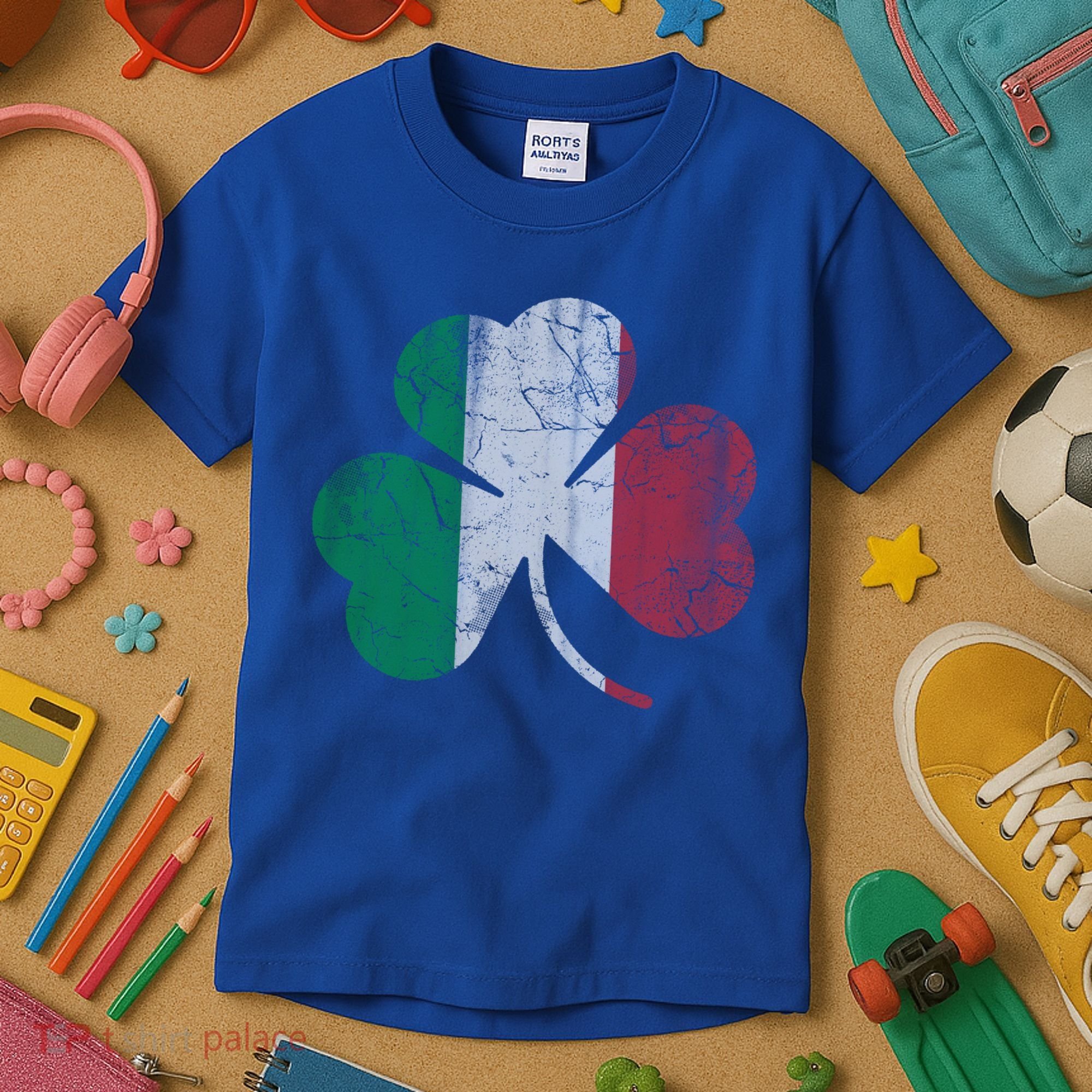 Irish Italian Flag Shamrock Italia Gift Kids T-Shirt