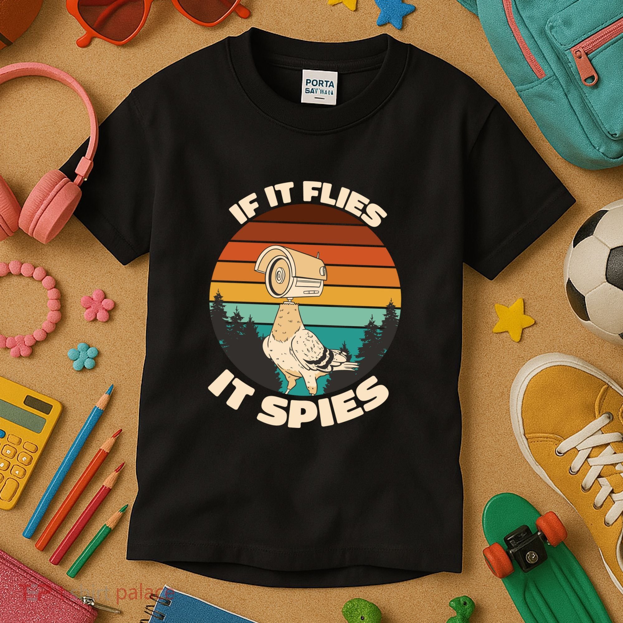 If It Flies It Spies Bird Watcher Government Spying Kids T-Shirt