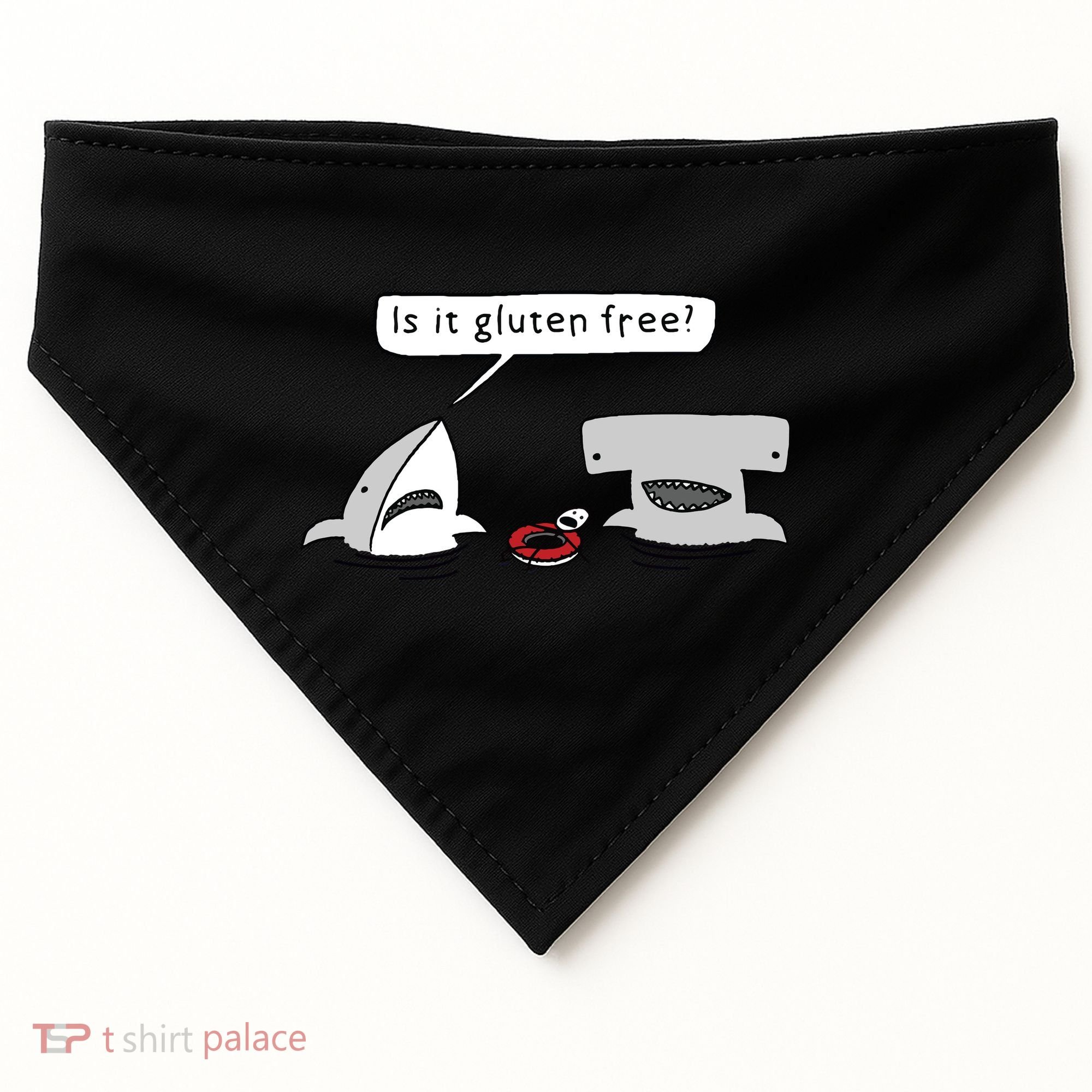 Is It Gluten Free Two Sharks Graphic USA-Made Doggie Bandana