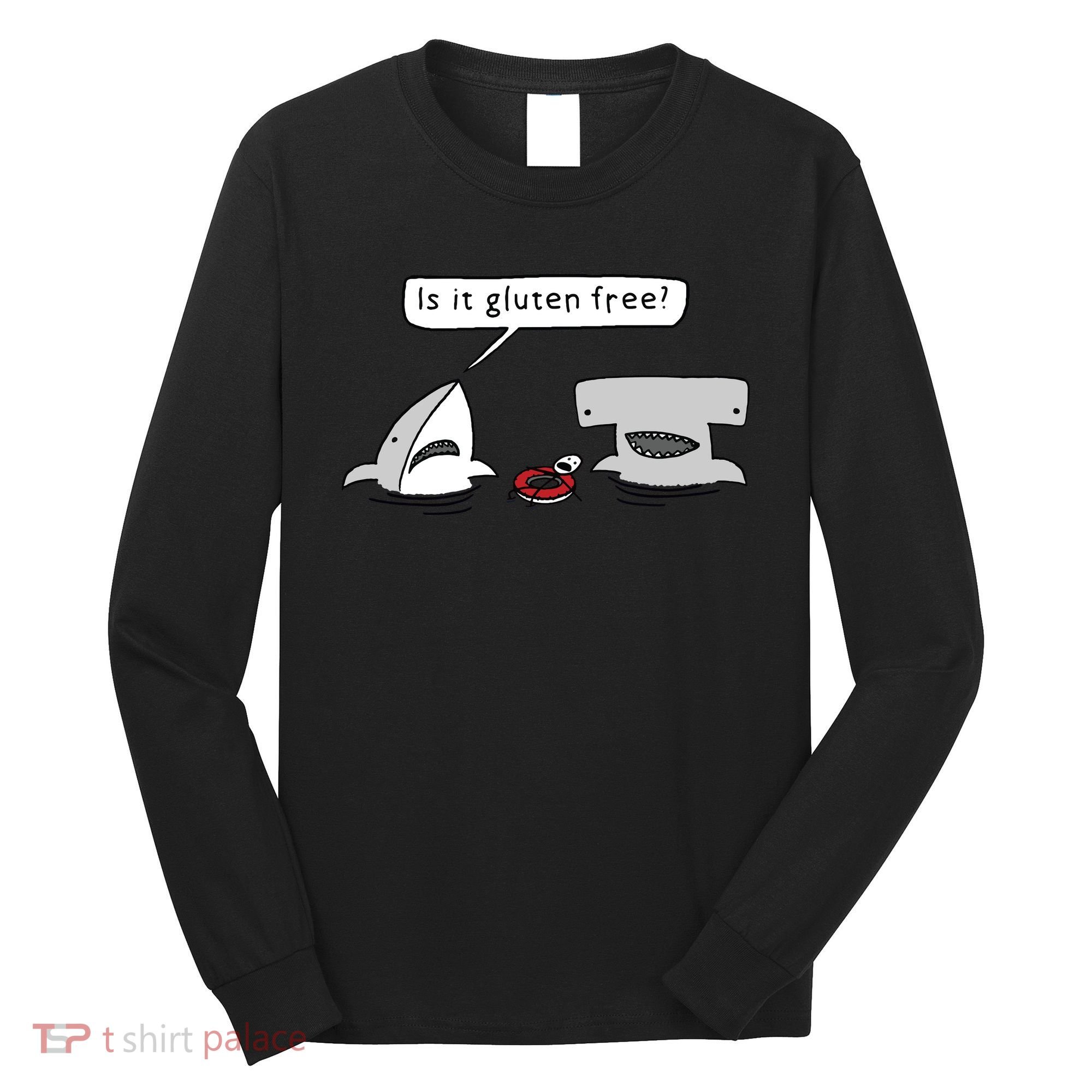 Is It Gluten Free Two Sharks Graphic Long Sleeve Shirt