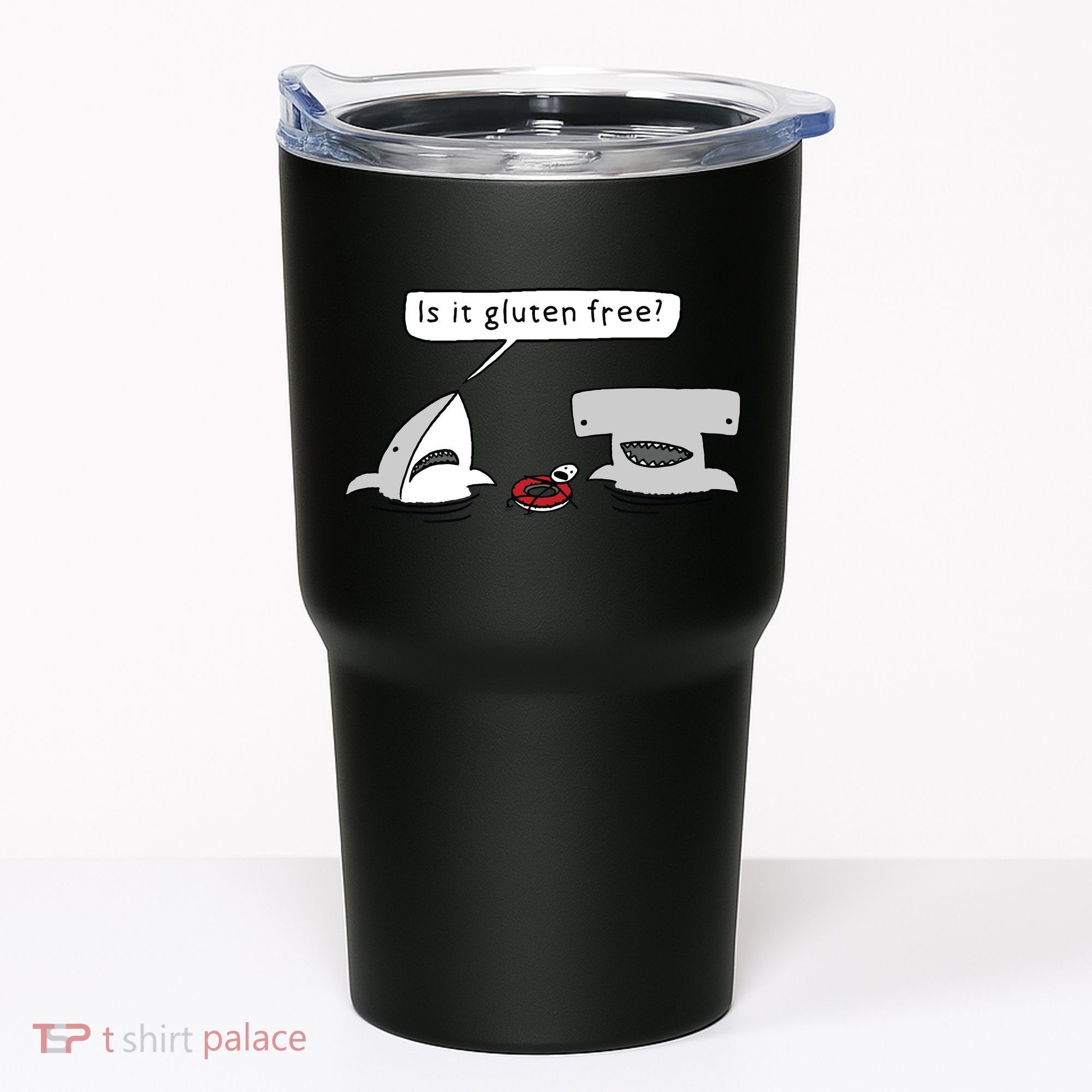 Is It Gluten Free Two Sharks Graphic Tumbler