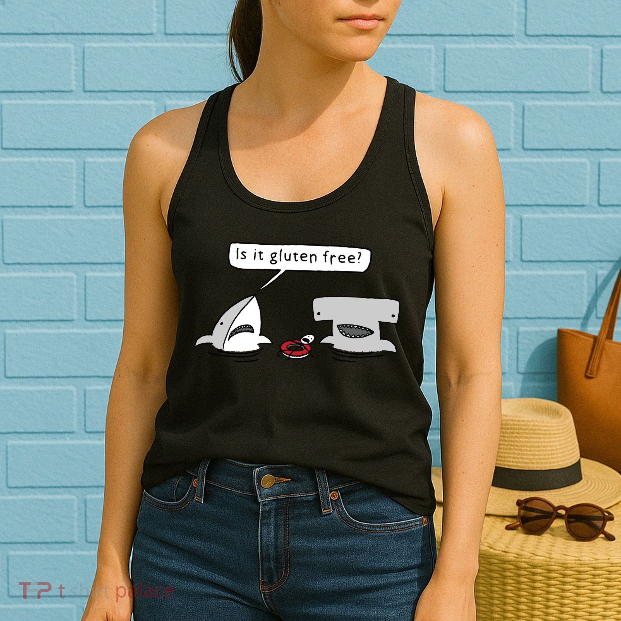 Is It Gluten Free Two Sharks Graphic Women's Tank Top