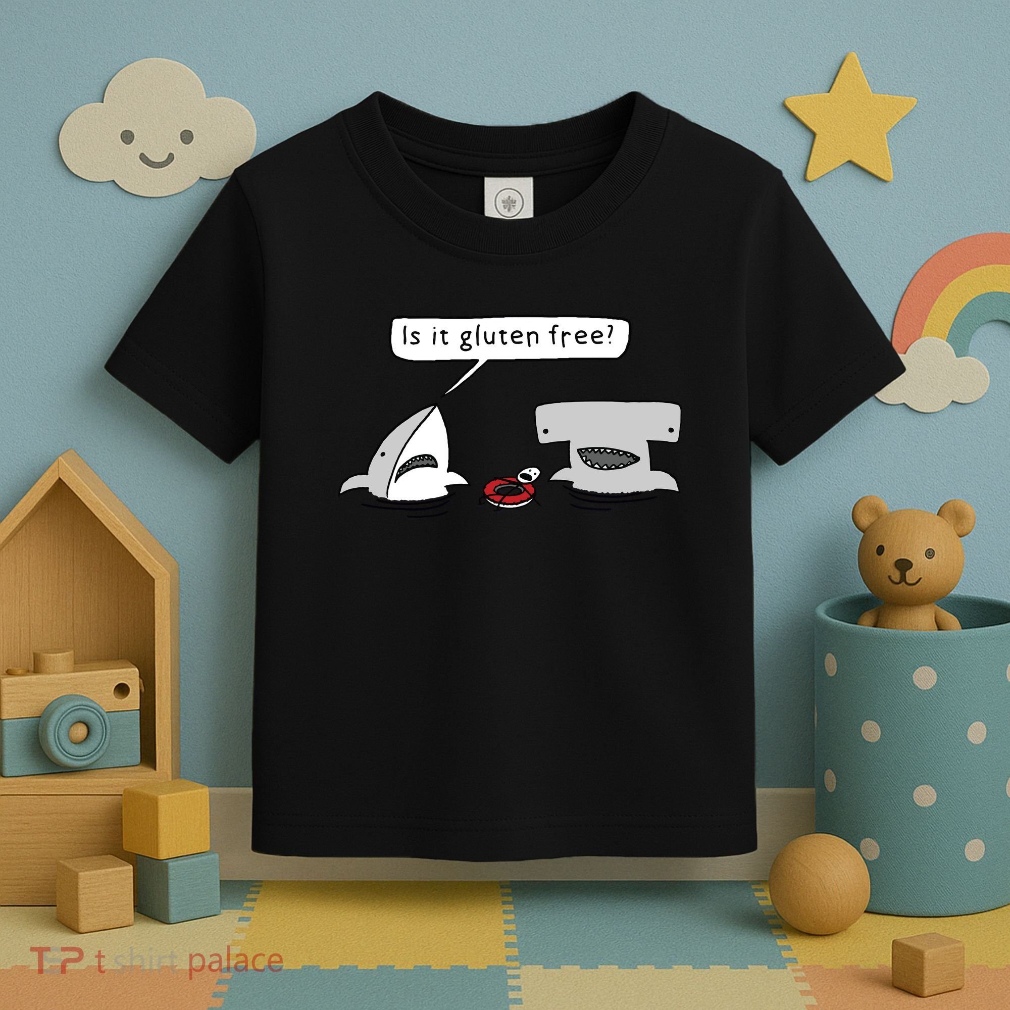 Is It Gluten Free Two Sharks Graphic Toddler T-Shirt