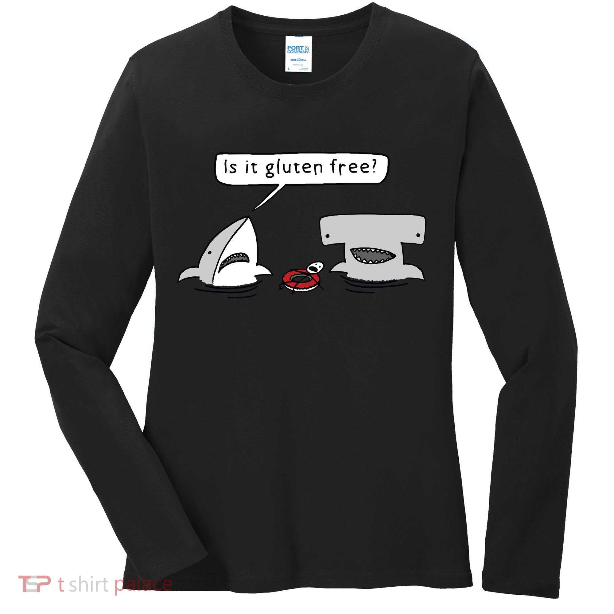 Is It Gluten Free Two Sharks Graphic Women's Long Sleeve Shirt