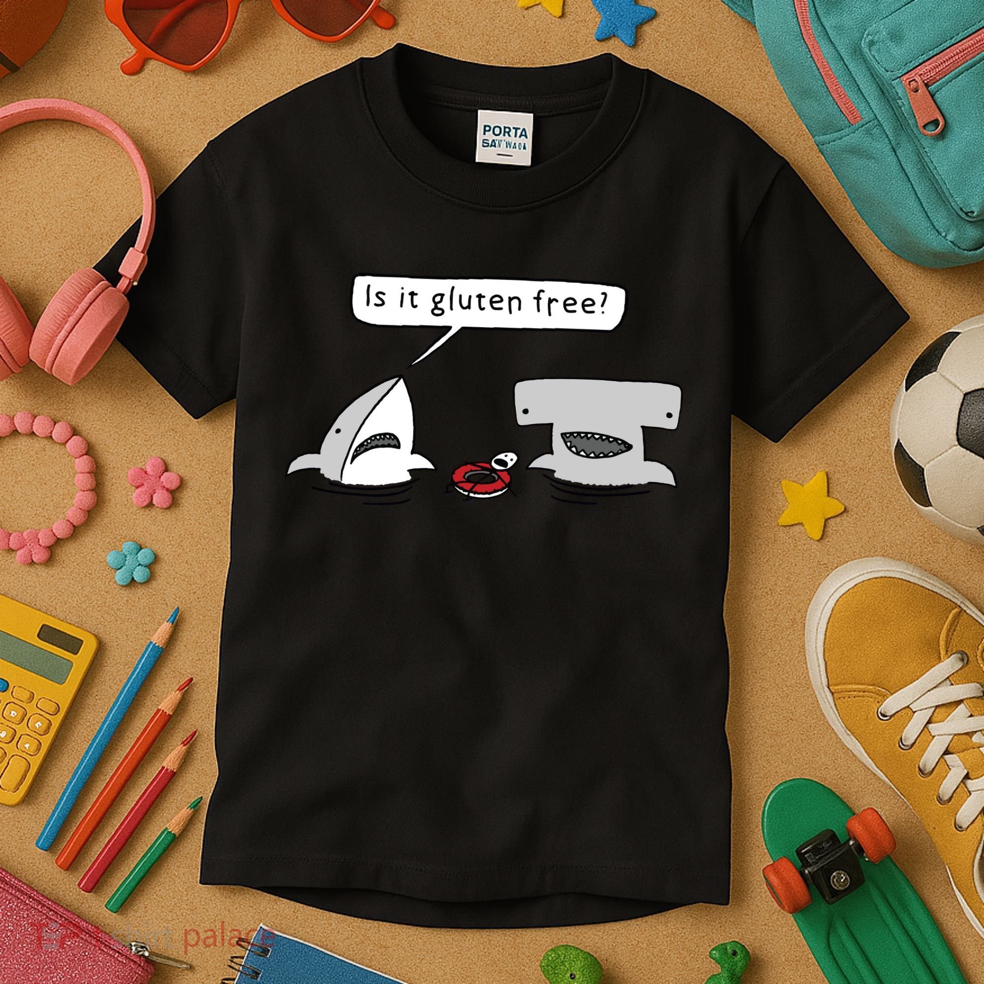 Is It Gluten Free Two Sharks Graphic Kids T-Shirt
