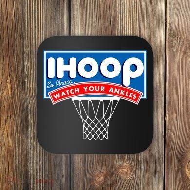 Ihoop I Hoop So Please Watch Your Ankles Classic Logo Coaster