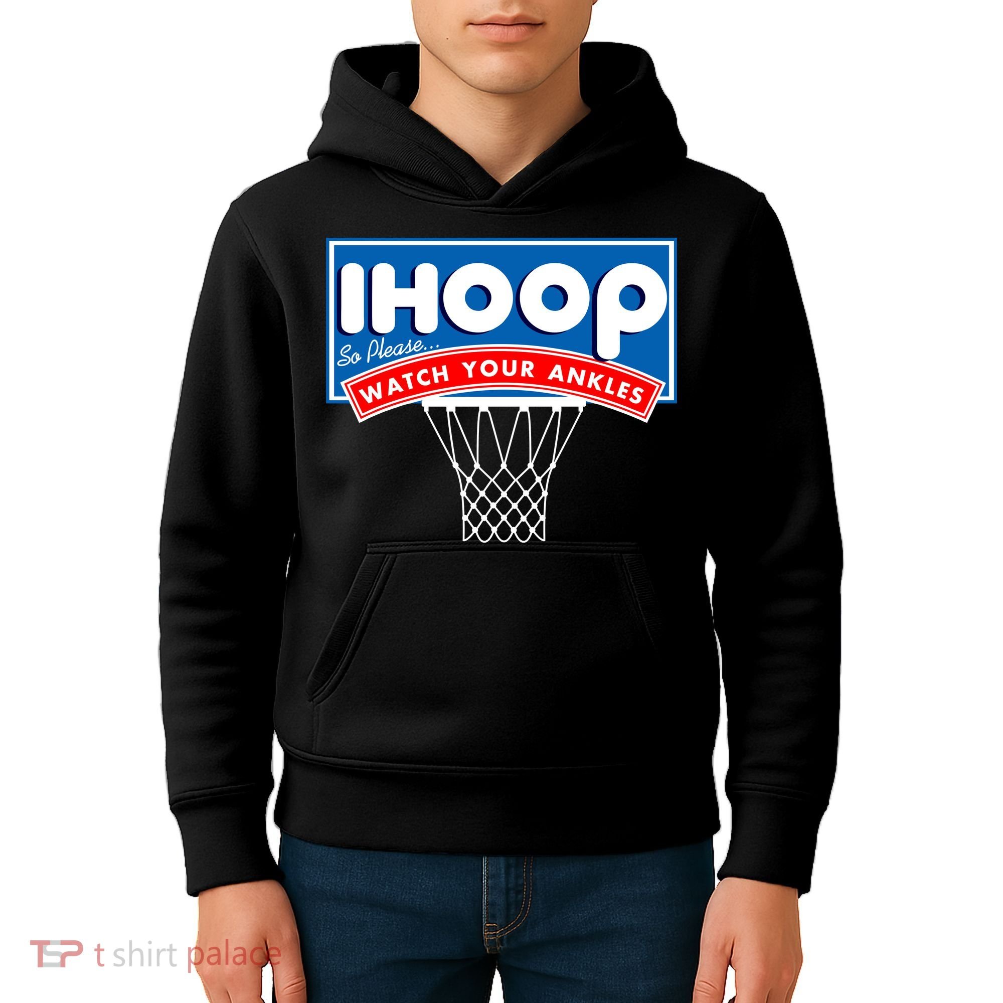 Ihoop I Hoop So Please Watch Your Ankles Classic Logo Kids Hoodie