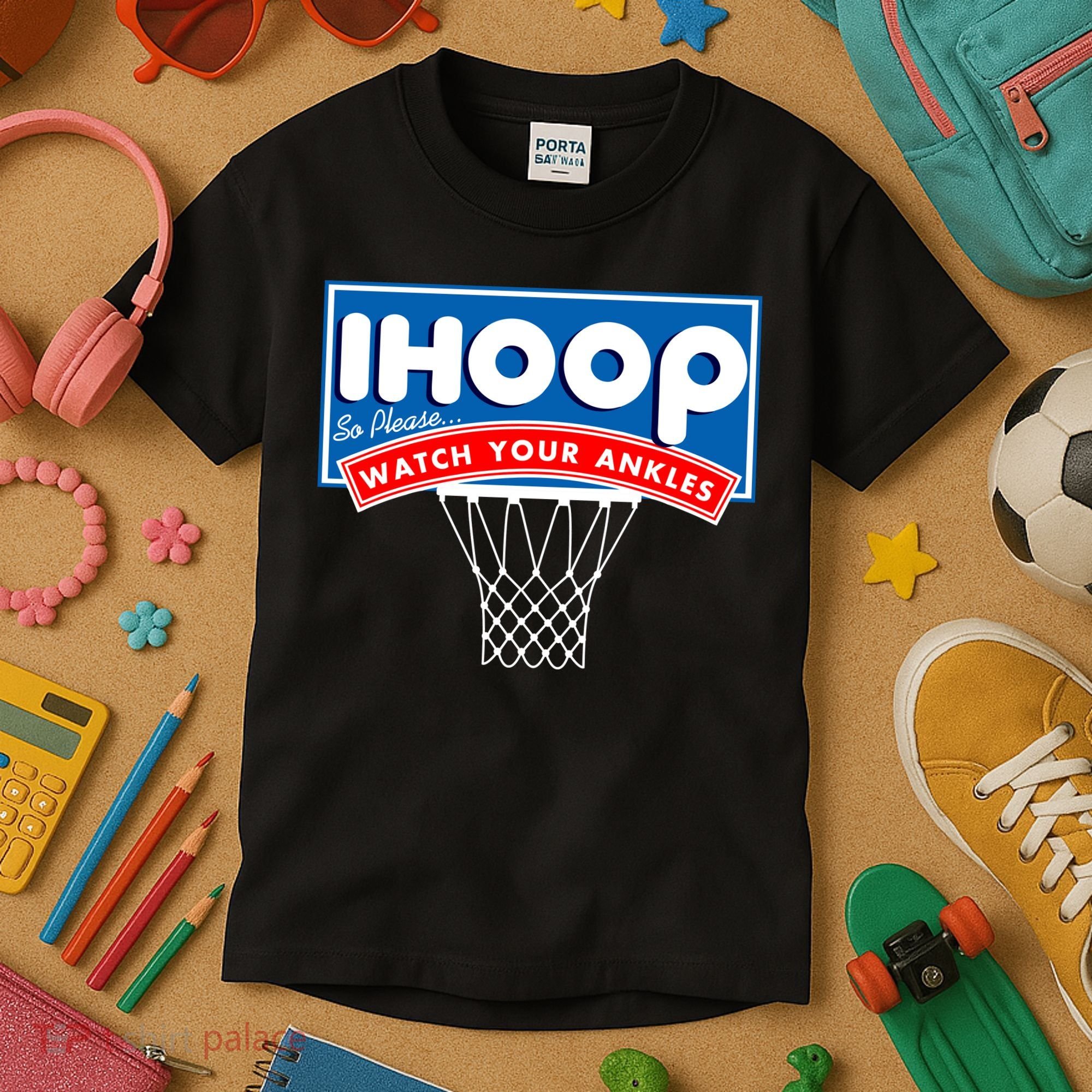 Ihoop I Hoop So Please Watch Your Ankles Classic Logo Kids T-Shirt