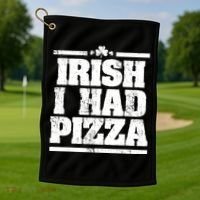 Irish I Had Another Pizza St St Patricks Day Golf Towel thumb 1