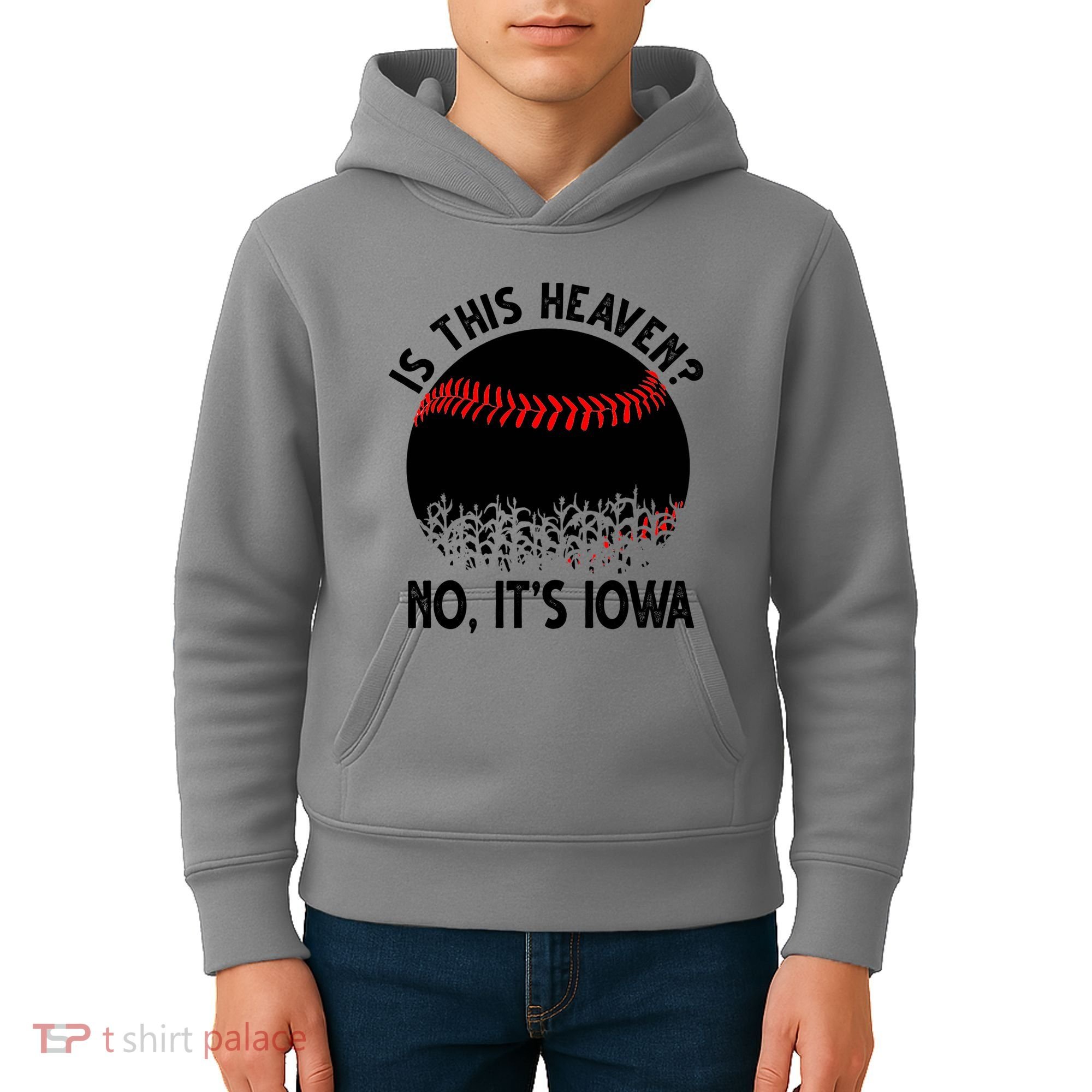 Is It Heaven No It's Iowa Baseball Lover Kids Hoodie