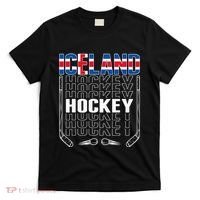 Iceland Ice Hockey Fans Jersey Icelandic Flag Hockey Stick T-Shirt thumb 0