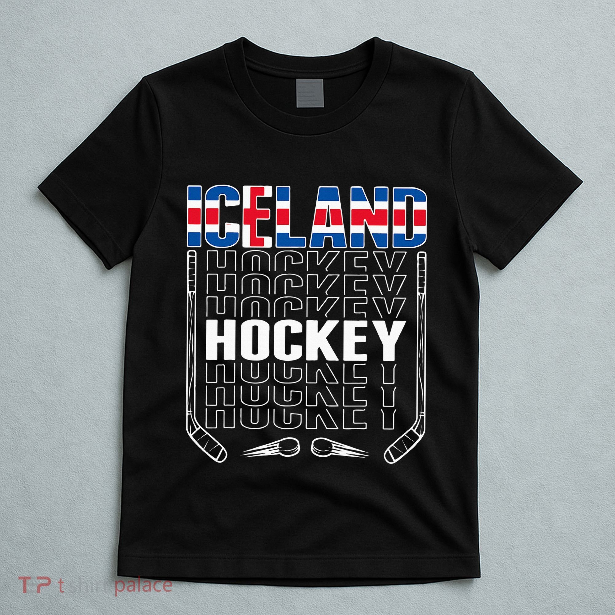 Iceland Ice Hockey Fans Jersey Icelandic Flag Hockey Stick T-Shirt