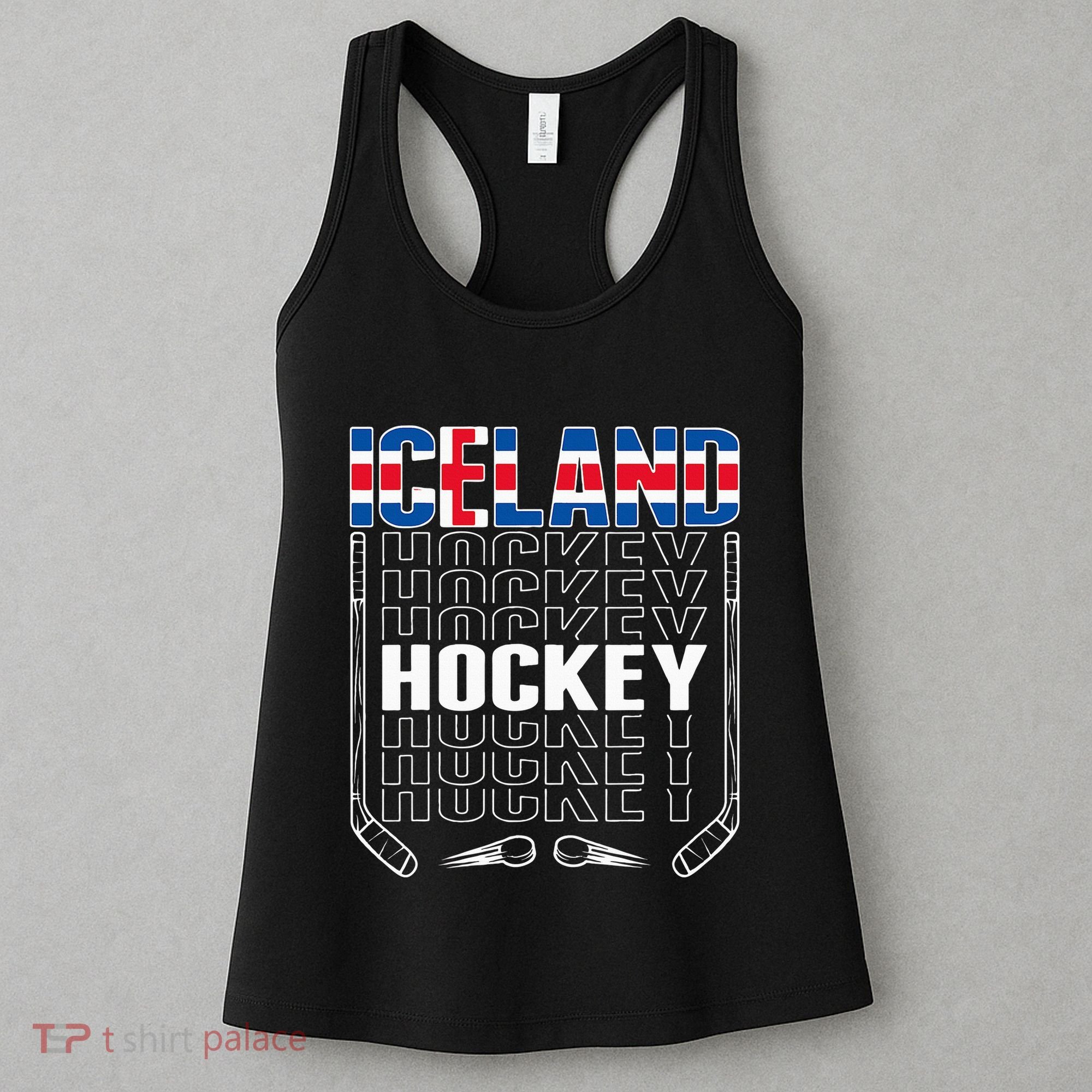 Iceland Ice Hockey Fans Jersey Icelandic Flag Hockey Stick Women's Tank Top