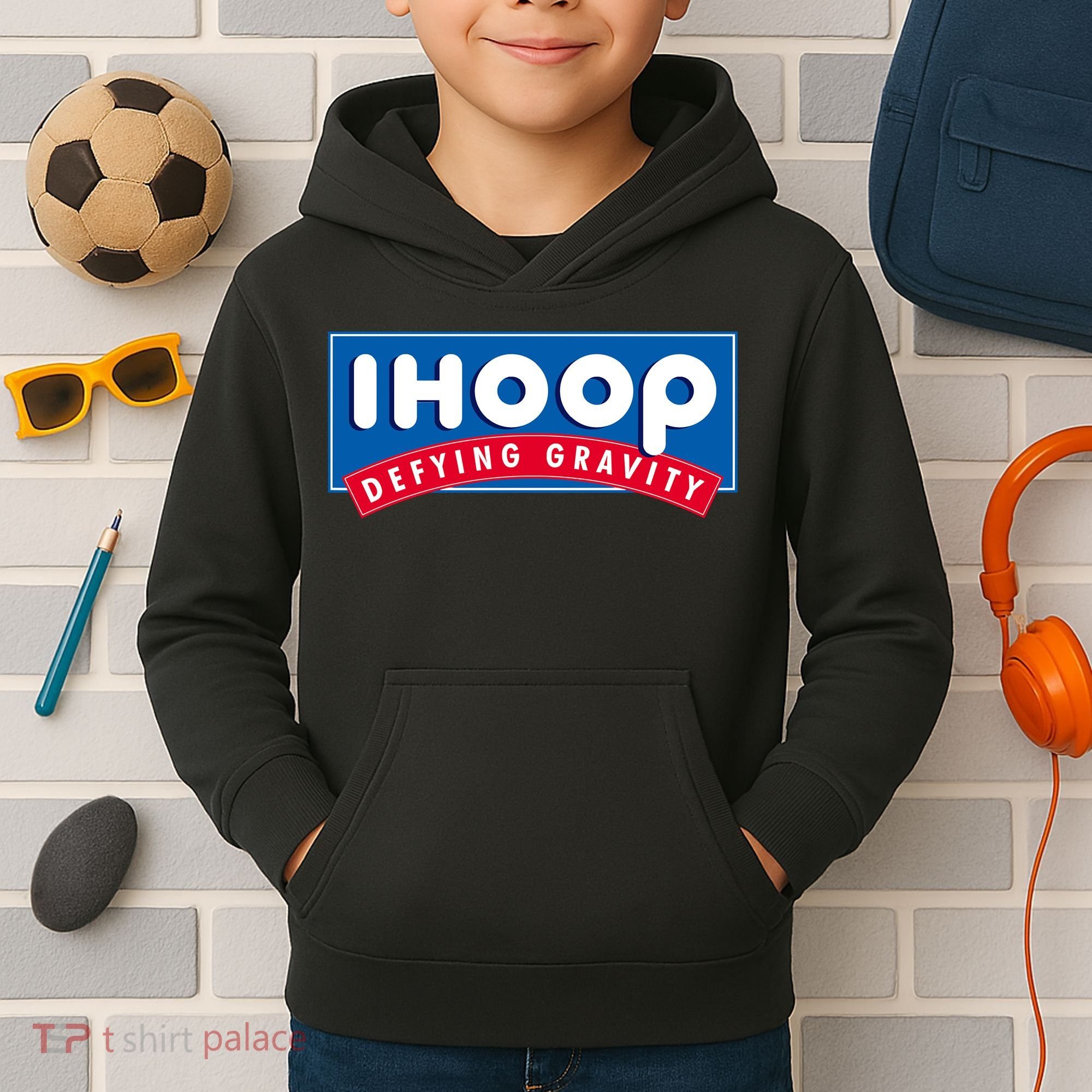 Ihoop I Hoop Defying Gravity Basketball & Basketballer Kids Hoodie