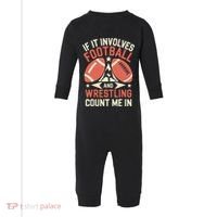 If It Involves Football And Wrestling Count Me In Infant Fleece One Piece thumb 0