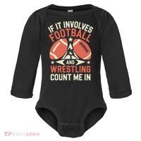 If It Involves Football And Wrestling Count Me In Baby Long Sleeve Bodysuit thumb 0