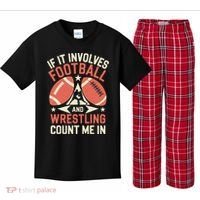 If It Involves Football And Wrestling Count Me In Kids Plaid Pajama Set thumb 0