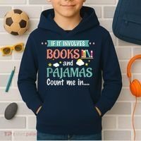 If It Involves Books And Pajamas Book Lover Gift Kids Hoodie thumb 2