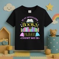 If It Involves Books and Pajamas Count Me In Librarian Toddler T-Shirt thumb 3