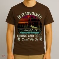 If It Involves Hiking And Dogs Count Me In Mountains Adventure Retro Vintage T-Shirt thumb 3