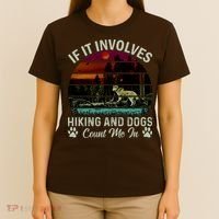 If It Involves Hiking And Dogs Count Me In Mountains Adventure Retro Vintage T-Shirt thumb 4