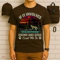 If It Involves Hiking And Dogs Count Me In Mountains Adventure Retro Vintage T-Shirt thumb 6