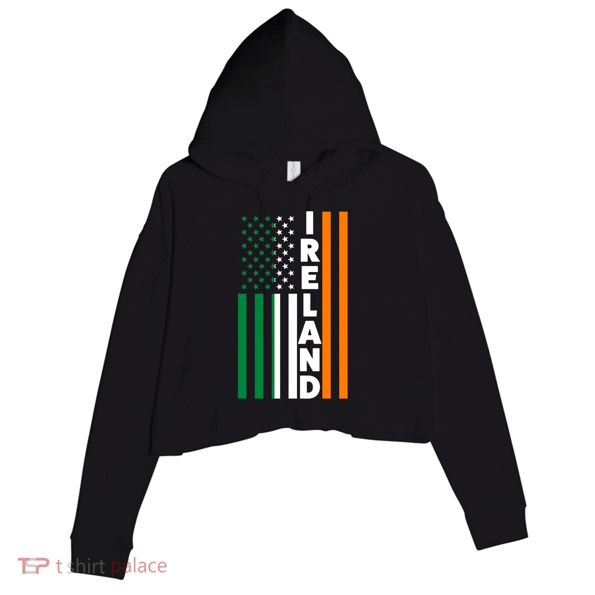Ireland Irland Irish Flag Gift Crop Fleece Hoodie