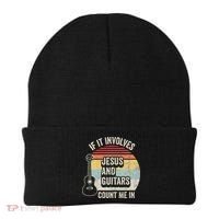 If It Involves Jesus And Guitars Count Me In Beanie thumb 0
