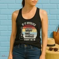If It Involves Jesus And Guitars Count Me In Women's Tank Top thumb 2