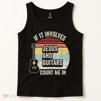 If It Involves Jesus And Guitars Count Me In Tank Top thumb 2