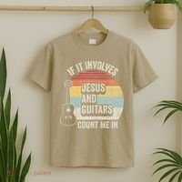 If It Involves Jesus And Guitars Count Me In T-Shirt thumb 2