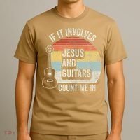 If It Involves Jesus And Guitars Count Me In T-Shirt thumb 3