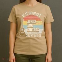 If It Involves Jesus And Guitars Count Me In T-Shirt thumb 4