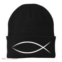 ICHTHYS ICHTHUS JESUS FISH CHRISTIAN SYMBOL Beanie thumb 0