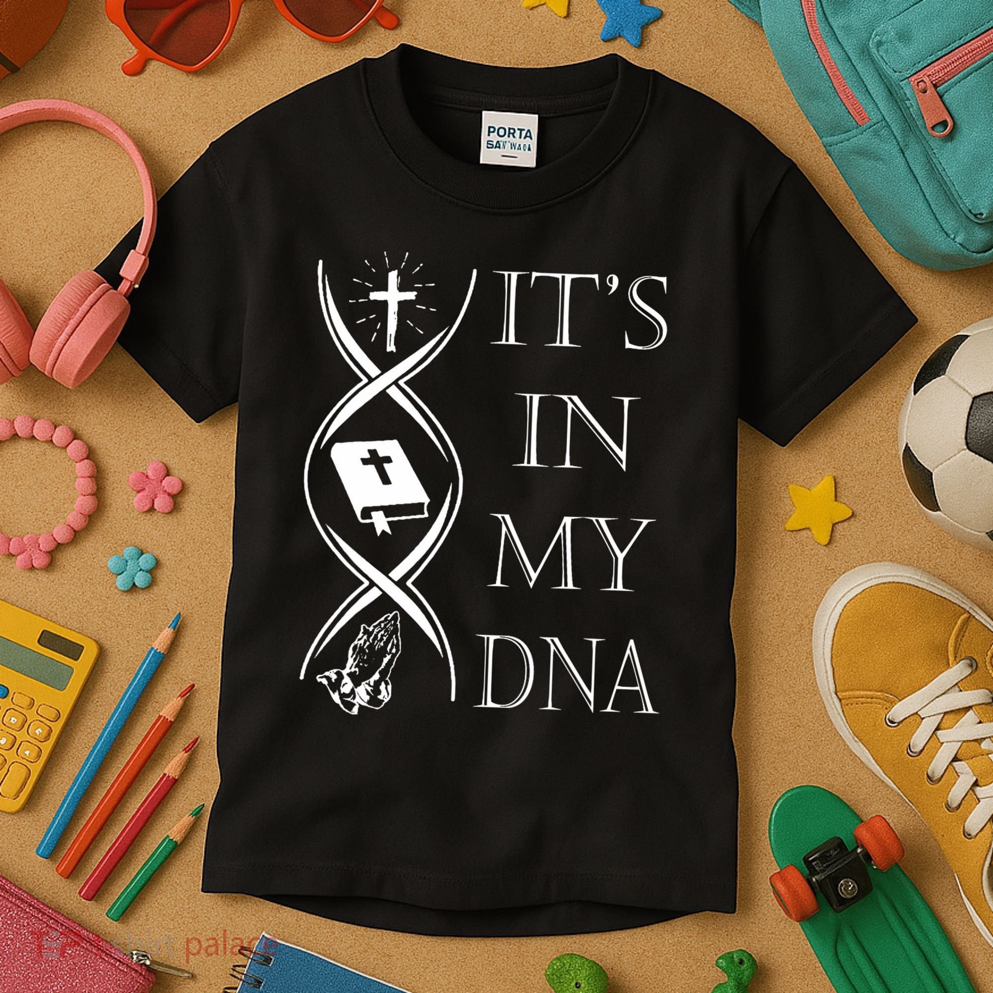 Its In My Dna Trust God Jesus Christian Faith Men Easter Day Kids T-Shirt