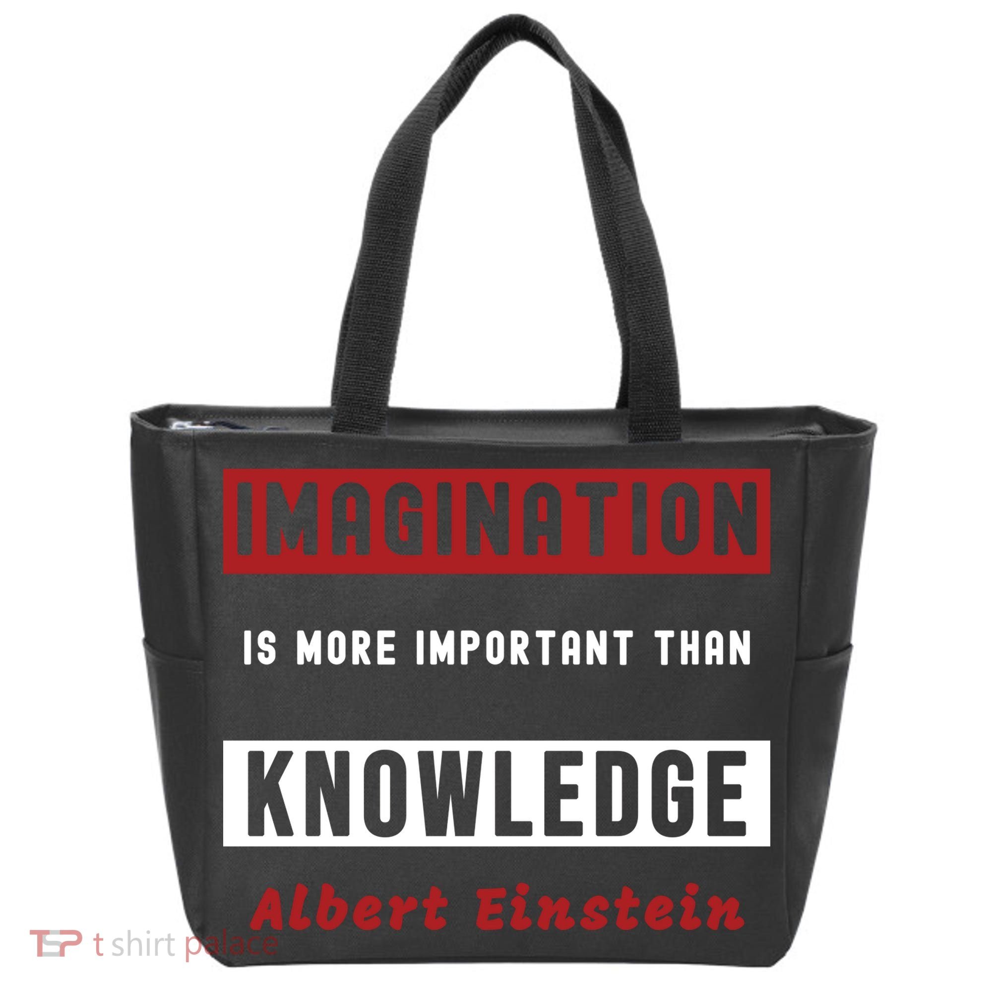 Imagination Is More Important Than Knowledge Albert Einstein Quote Funny Quote Tote Bag
