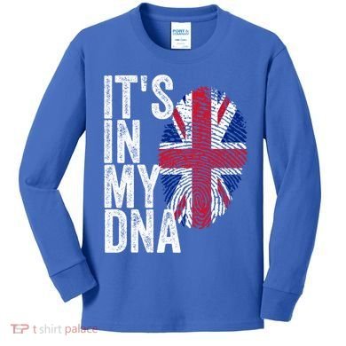 It's In My Dna England Union Jack Flag Christmas Gift Meaningful Gift Kids Long Sleeve Shirt