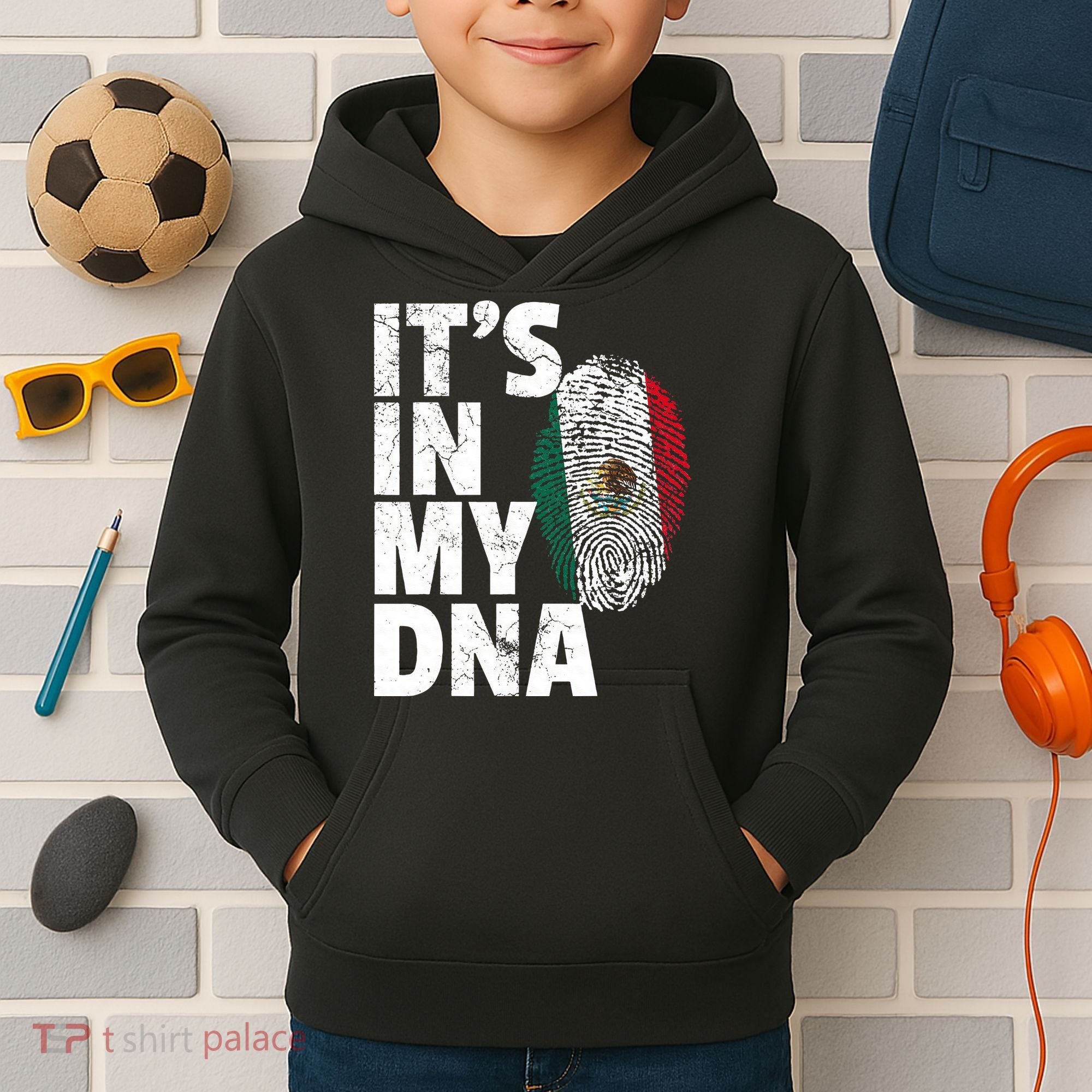 IT'S IN MY DNA Mexican Mexico Flag Cinco De Mayo Gift Kids Hoodie