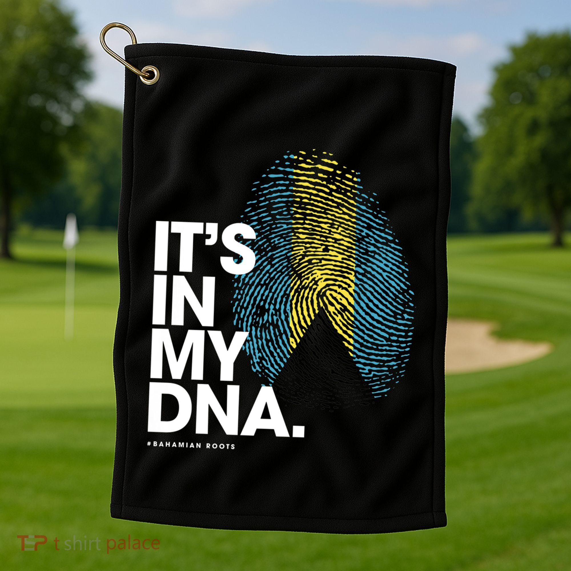 Its In My Dna Bahamas Flag Gift Bahamian Roots Gift Golf Towel