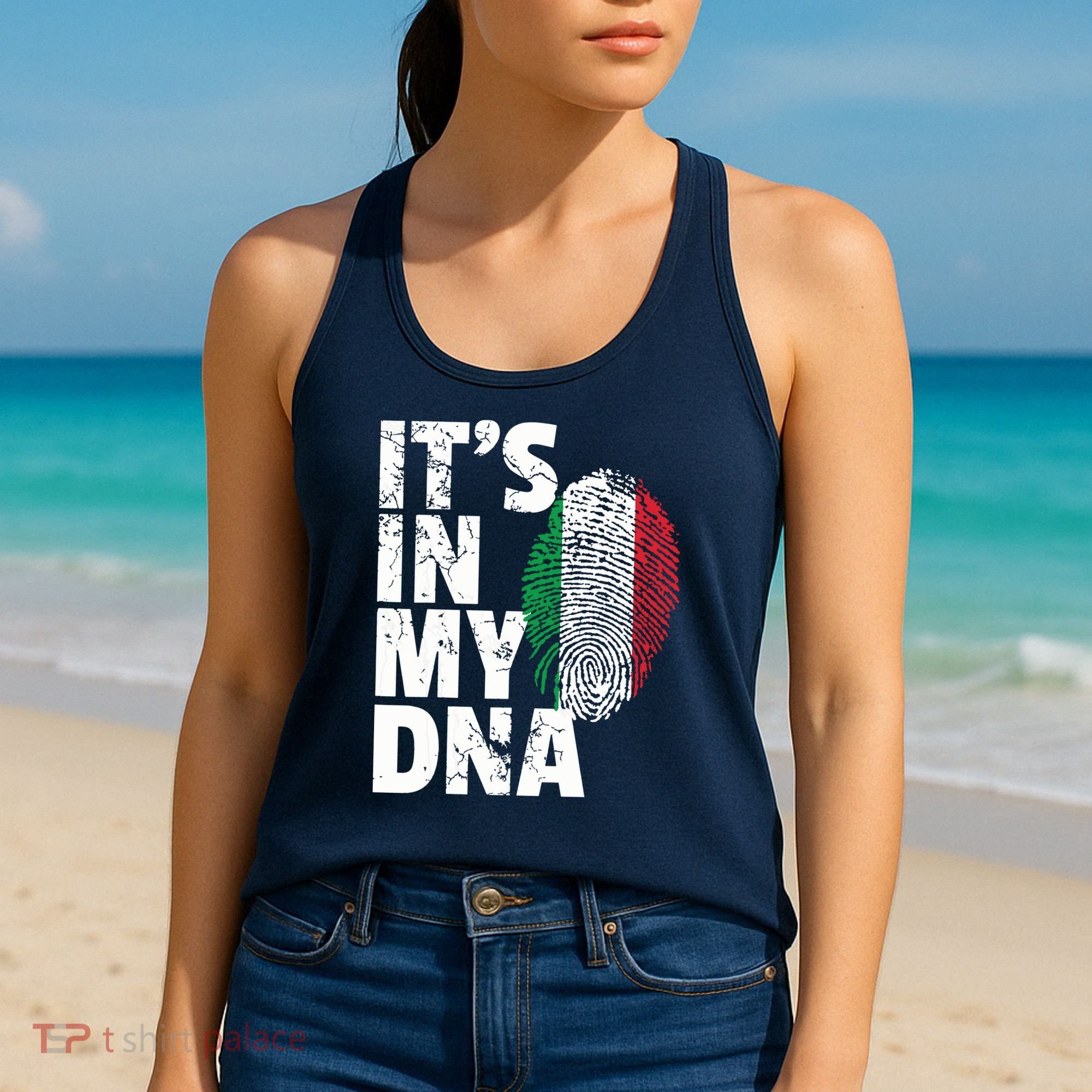 ITS IN MY DNA Italy Flag Italian Men Women Pride Gift Women's Tank Top