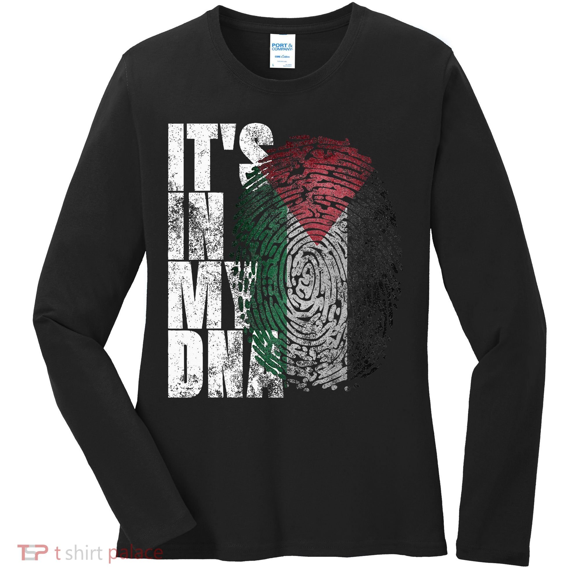 It's In My DNA Palestinian Arabic Gifts Palestine Flag Women's Long Sleeve Shirt