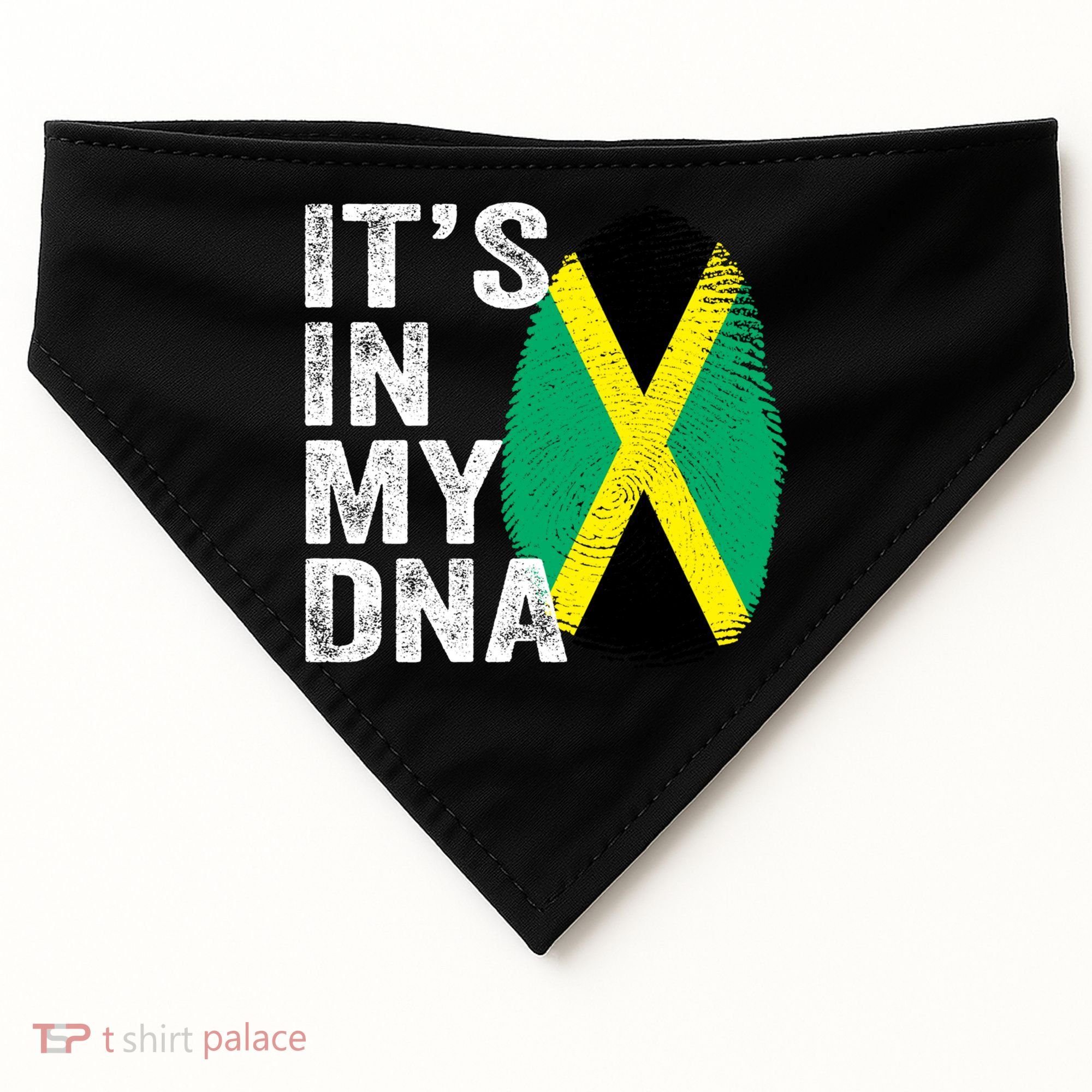 It's In My Dna Jamaican Flag Jamaica Fingerprint Gift USA-Made Doggie Bandana