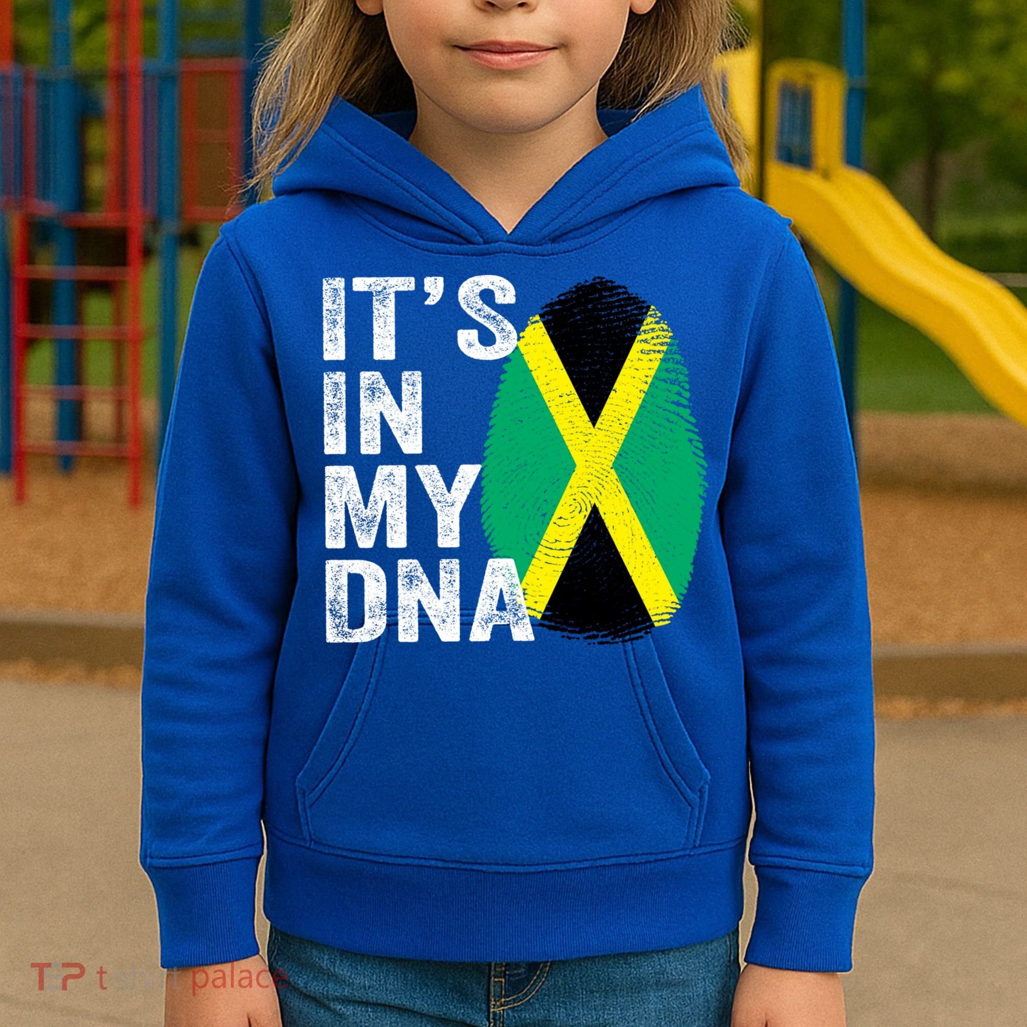 It's In My Dna Jamaican Flag Jamaica Fingerprint Gift Kids Hoodie