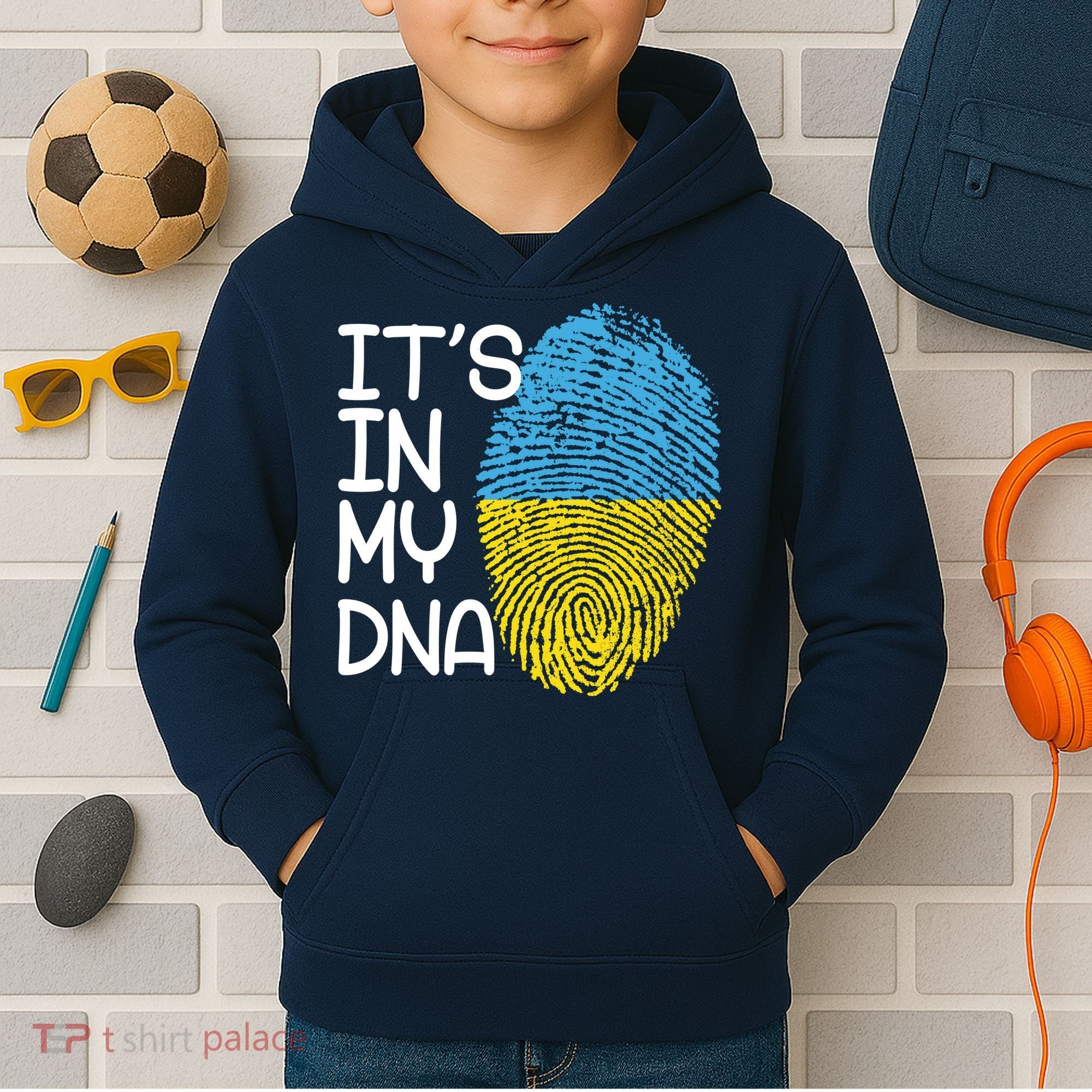 It's In My DNA Ukraine Fingerprint Kids Hoodie