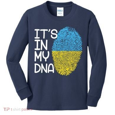 It's In My DNA Ukraine Fingerprint Kids Long Sleeve Shirt