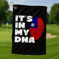 Its In My Dna Taiwan Flag Gift Golf Towel thumb 1