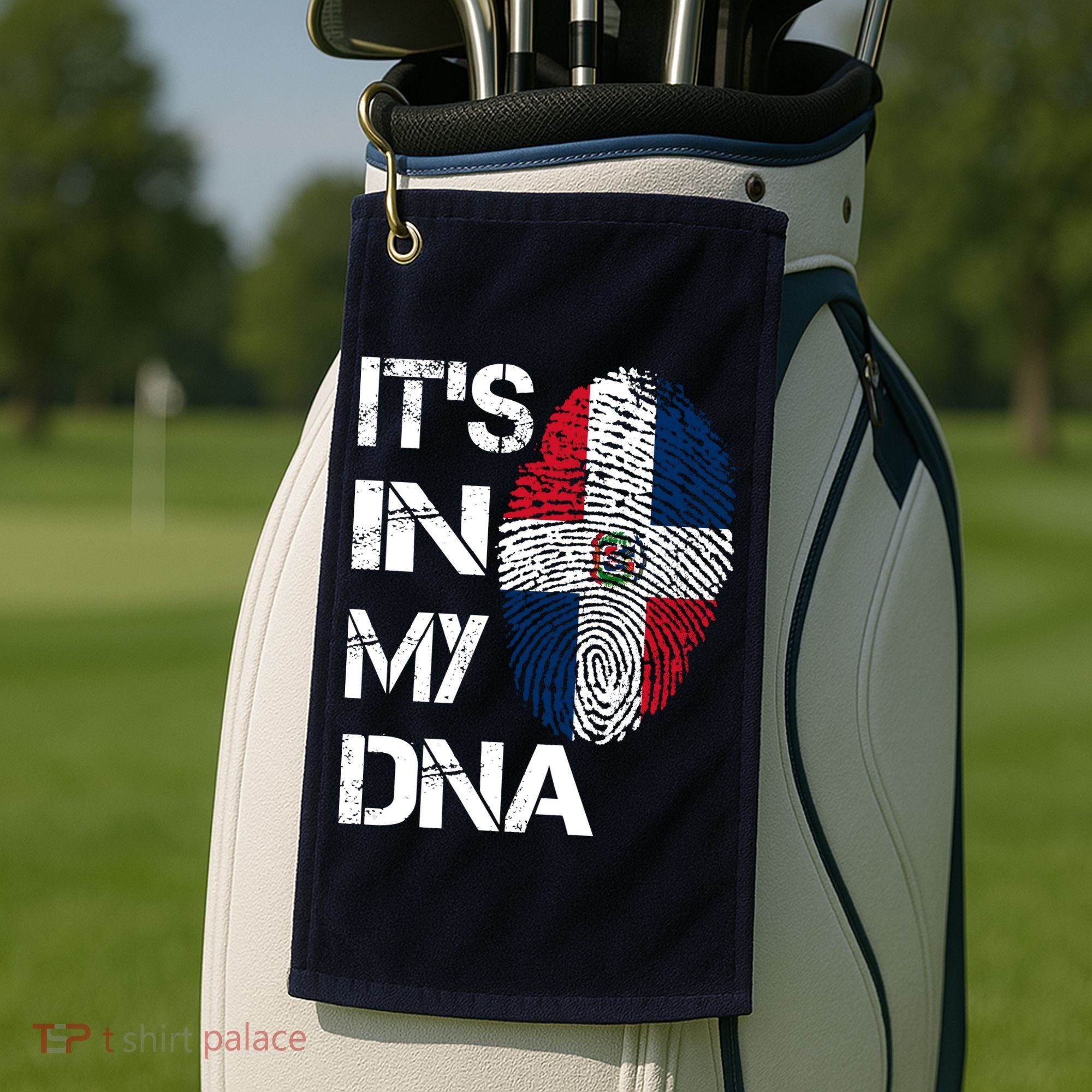 IT'S IN MY DNA Dominican Republic Flag Pride Gift Golf Towel