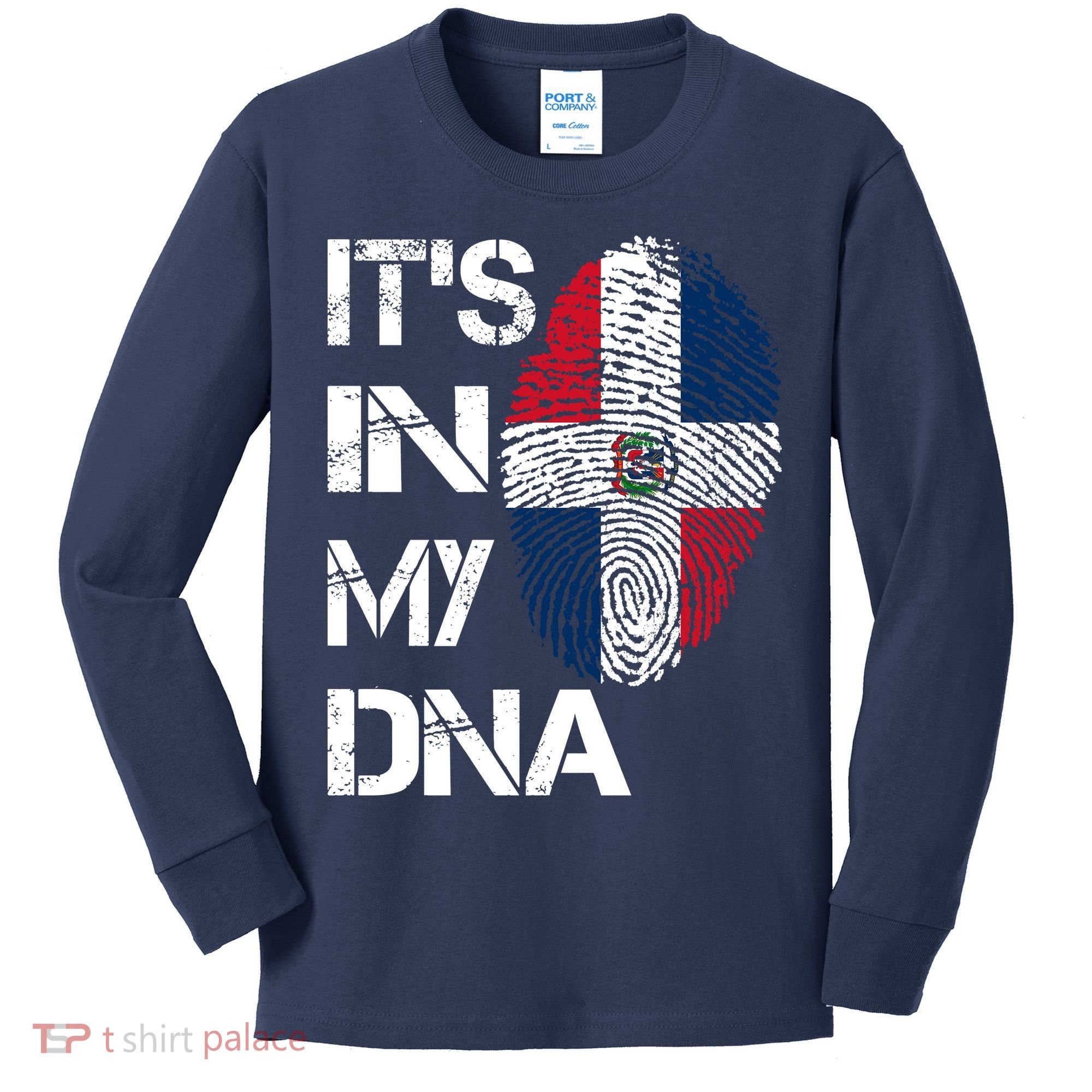 IT'S IN MY DNA Dominican Republic Flag Pride Gift Kids Long Sleeve Shirt