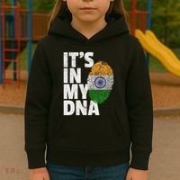 ItS In My Dna India Flag Indian Women Novelty Gift Kids Hoodie thumb 3