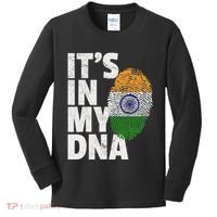 ItS In My Dna India Flag Indian Women Novelty Gift Kids Long Sleeve Shirt thumb 0